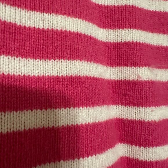 Talbots Cotton Wool Blend Sweater Sz M Pink White Striped Pullover Barbiecore - Picture 3 of 7